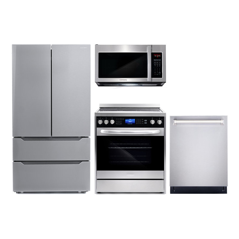 Cosmo 4 Piece Kitchen Package with French Door Refrigerator & 30